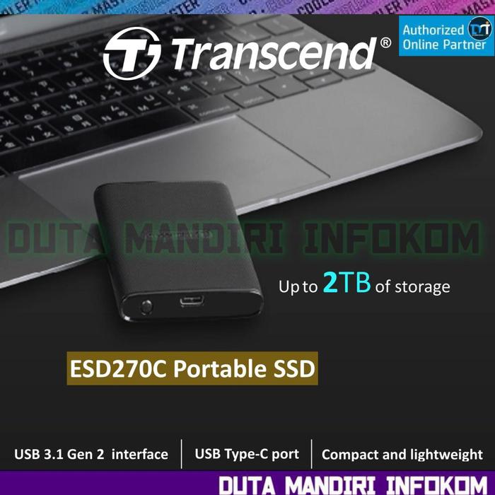 Gambar Transcend ESD270C Portable SSD 250GB 500GB 1TB 2TB - External SSD USB3.1 Gen 2 Type C - 250GB  dari Duta Mandiri Infokom Kota Administrasi Jakarta Pusat Tokopedia