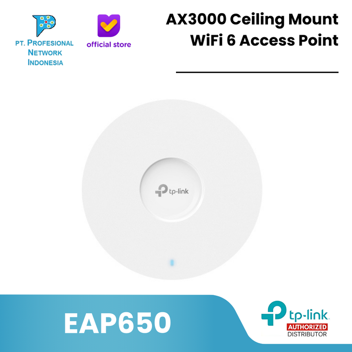Gambar TP-Link EAP650 AX3000 Ceiling Mount WiFi 6 Access Point dari Profesional Network Kota Administrasi Jakarta Pusat Tokopedia