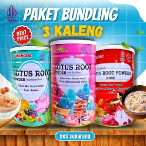 Bundling buy 2 get 1 Oufen Lotus Root Powder Akar teratai halal Bubuk Kental Almond Air Red Ungu Gula Susu Jeruk