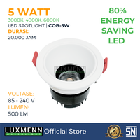 Gambar Lampu Sorot Spotlight Luxmenn LED, Seri COB, 5 Watt, Putih & Kuning - Putih dari Luxmenn Lighting LED Kota Administrasi Jakarta Utara 1 Tokopedia