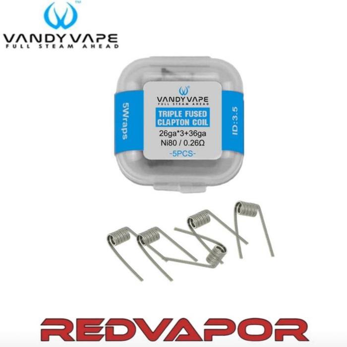Jual Vandy Vape Mato Triple Fused Clapton Coil Ni80 3.5mm 0.26ohm 5 wraps  Isi 5pcs | 26ga*3+36ga | acc164 - Kab. Sidoarjo - Redkloud