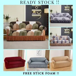 Sofa Cover With Skirt Stretch / Sarung Alas Penutup Sofa Renda Elastis