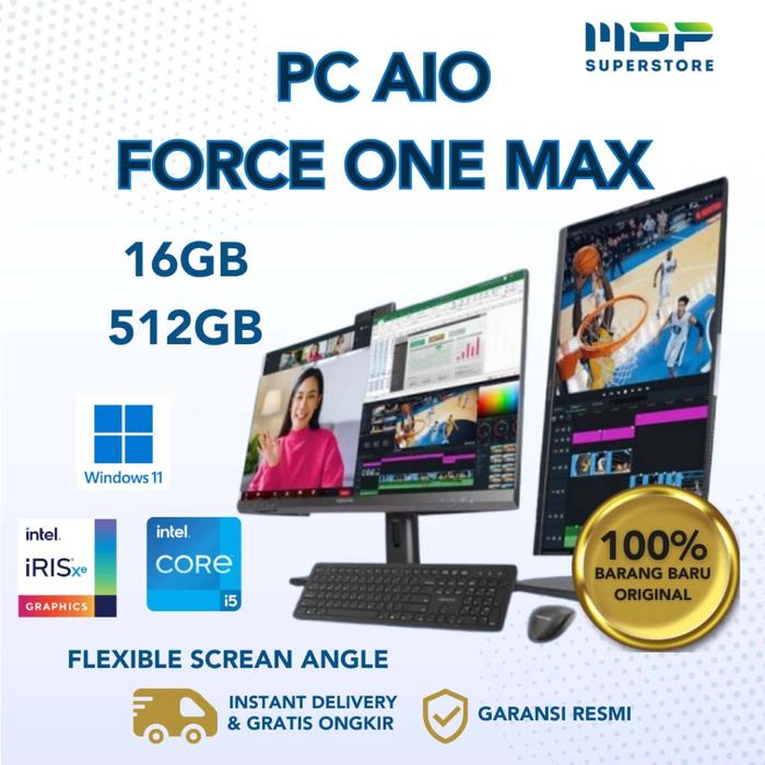Gambar PC ADVAN AIO FORCE ONE MAX (BLACK) : INTEL CI5-1240P/ 16GB/ 512GB SSD/ 27" FHD DISPLAY ROTATE 90/ WIN 11 HOME/ 1YEAR WARRANTY dari mdpsuperstore Kota Palembang Tokopedia