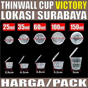 Thinwall Cup Rapat 25ml 35ml 60ml 100ml 150ml Per Pack Bulat Cup Sambel n Cup Puding Plastik SBY