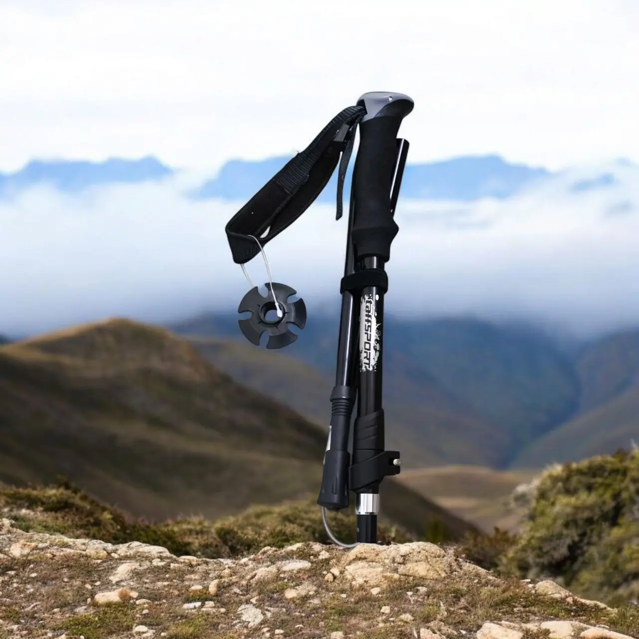 Tongkat Lipat Hiking Trail Run Ultralight Trekking Pole 5 Section 130cm Foldable 36cm - TF13