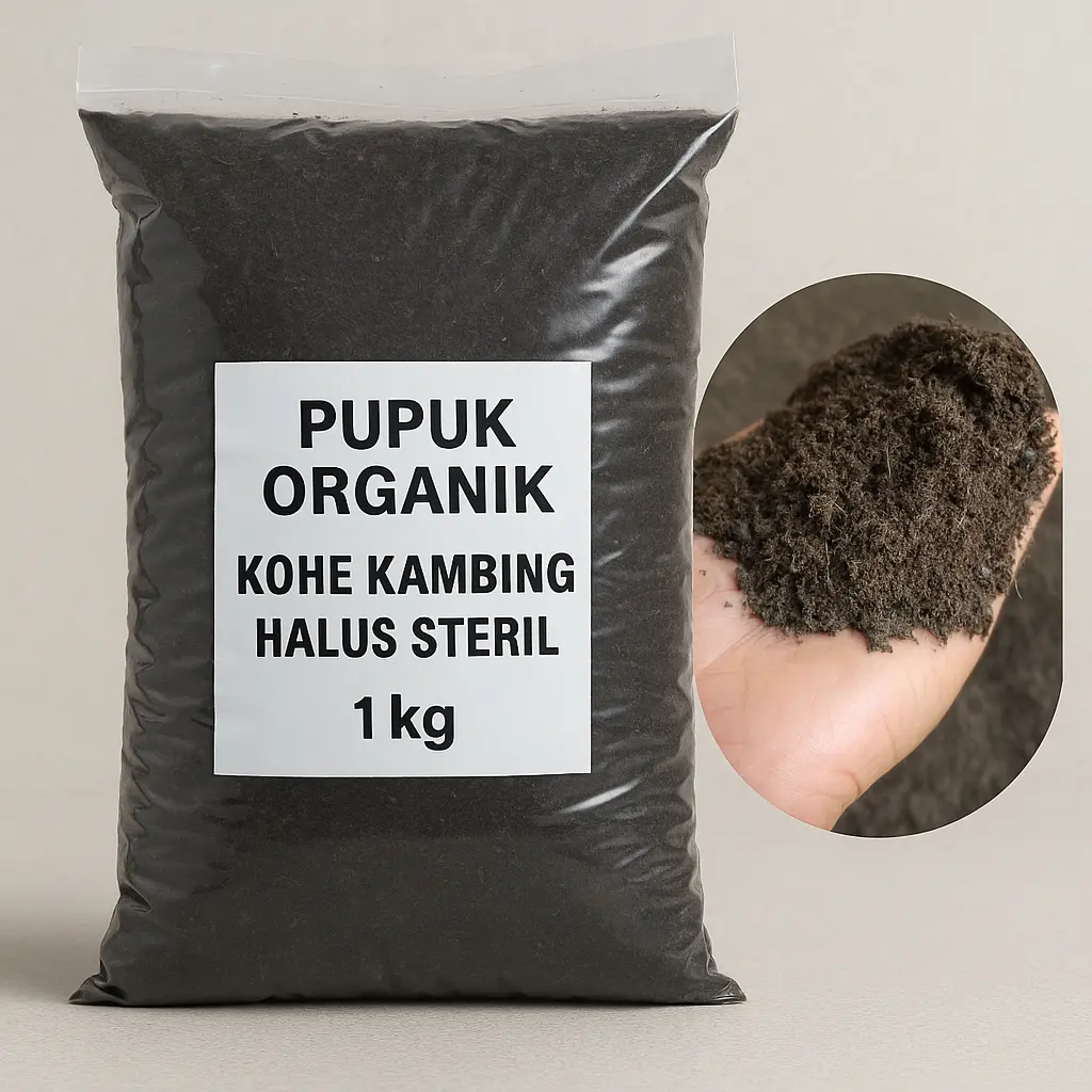 Pupuk Organik Kohe Kambing Halus Steril 1 Kg – Nutrisi Alami untuk Tanaman