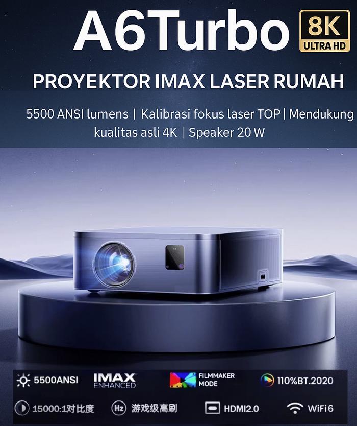 Jual Poyektor Tri LED Hybrid A6 Turbo 5500 ANSI Lumens WIFI6 Android ...