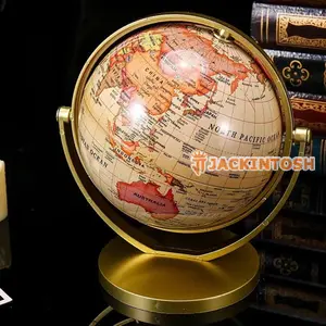 TERBARU! Globe Bola Dunia Bumi Warna Gold Ukuran 20/16 CM Dapat Diputar 360 Derajat