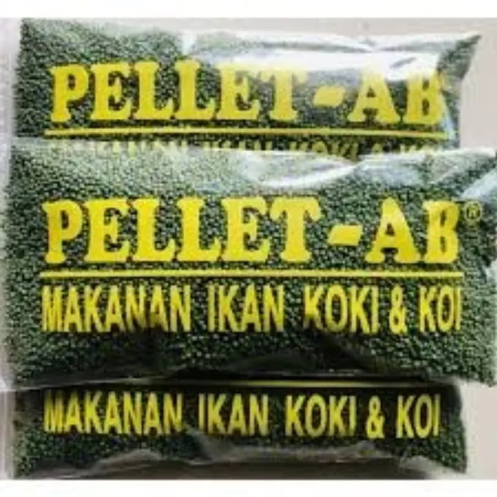 Makanan Ikan Pakan Ikan Koi Koki Lele Gurame Pelet AB Spesian Warna Hijau Kemasan 200gran Pakan Ikan 5mm
