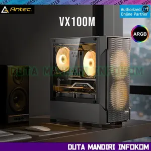 Antec VX100M ARGB - Unique Mesh High Airflow Tempered Glass Mini Tower m-ATX Gaming Case with ARGB Fan Pre Installed