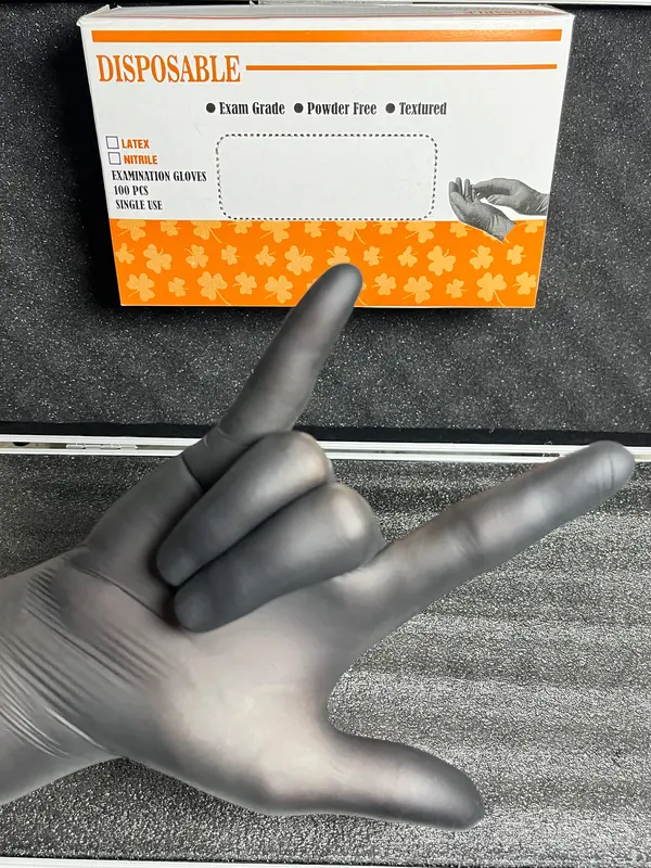 (TERMURAH!!! ISI 100PCS/50 PASANG) Sarung Tangan Nitrile BLACK/HITAM 2