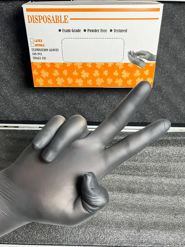 (TERMURAH!!! ISI 100PCS/50 PASANG) Sarung Tangan Nitrile BLACK/HITAM 1
