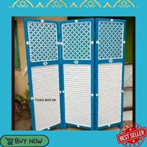 Paket Redy Stok Sketsel Pemisah Ruangan Biru Motif Rotan Sintetis Import