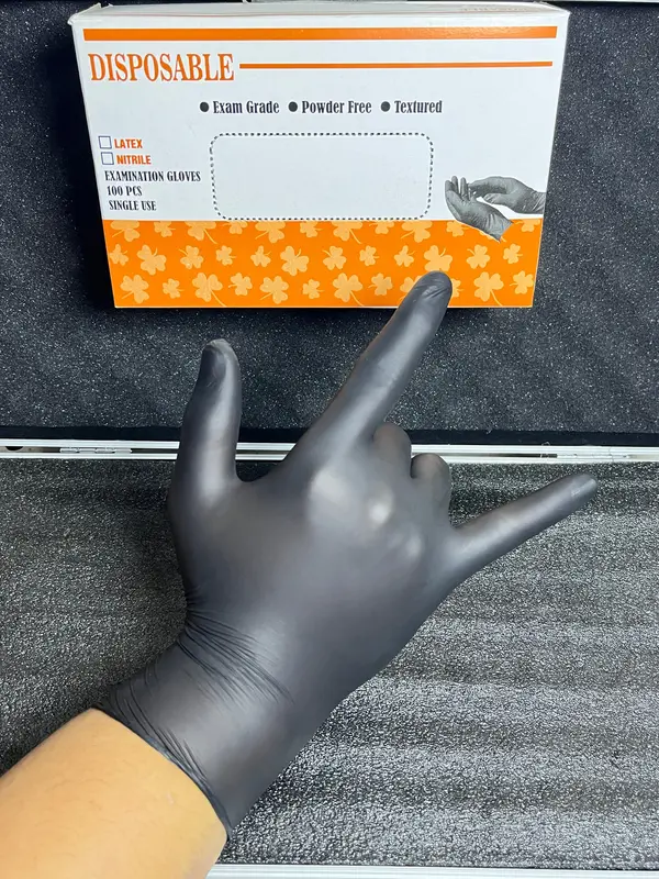 (TERMURAH!!! ISI 100PCS/50 PASANG) Sarung Tangan Nitrile BLACK/HITAM 0