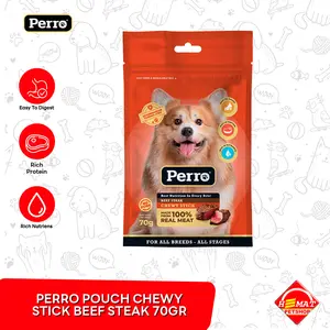 Perro Chewy Stick Dog Snack Treat  Steak 70 Gram