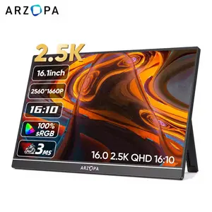 ARZOPA Z1RC Monitor Portabel QHD 16 "2.5K Layar IPS 16:10 dengan Layar Kedua Hdmi Mini Tipe C untuk MAC/Laptop/PC/Xbox/PS/Switch,