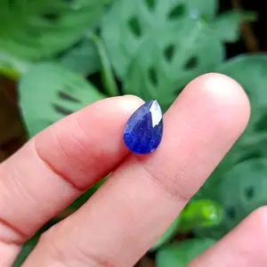 Batu natural blue safir / sapphire bentuk tetes air kualitas bagus