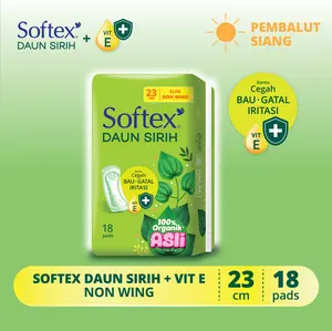 Softex Daun Sirih + VitE Non Wing 23Cm 18s - Pembalut Daun Sirih Siang