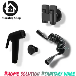 paket bidet hitam minimalis 7B / MTB dan kran cabang mini hitam
