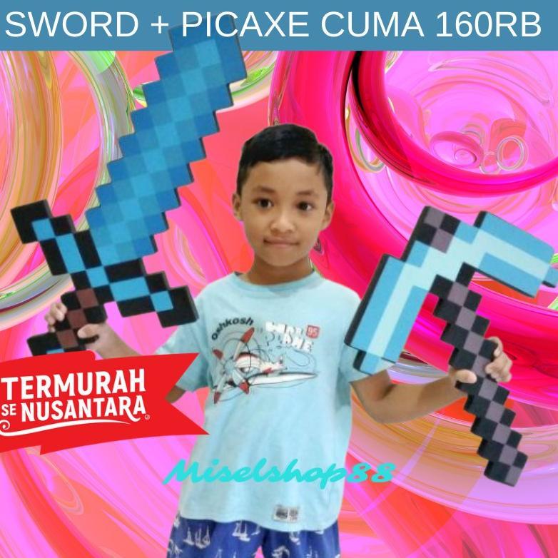 Set Dapat 2 Pedang Minecraft Sword Dan Picaxe Mine Craft