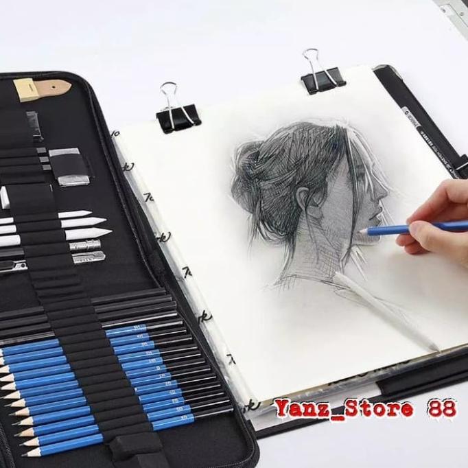 Termurah 33Pcs/Set Pensil Pisau Penghapus Dan Pensil Gambar Untuk Keperluan Sekolah Pencil Set