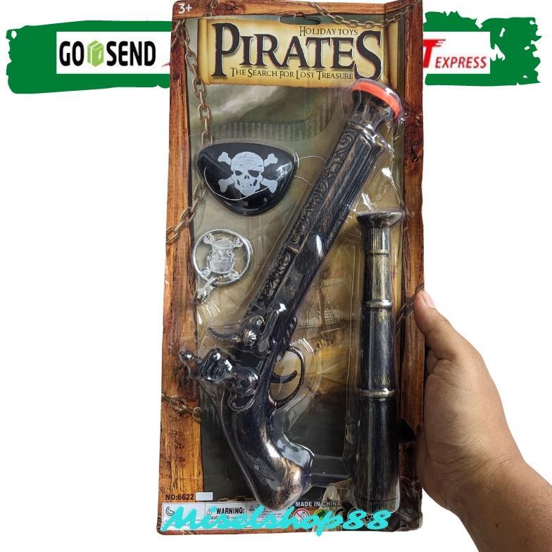 Set Bajak Laut Baru Pirates Pistol Teropong Anting Penutup Mata