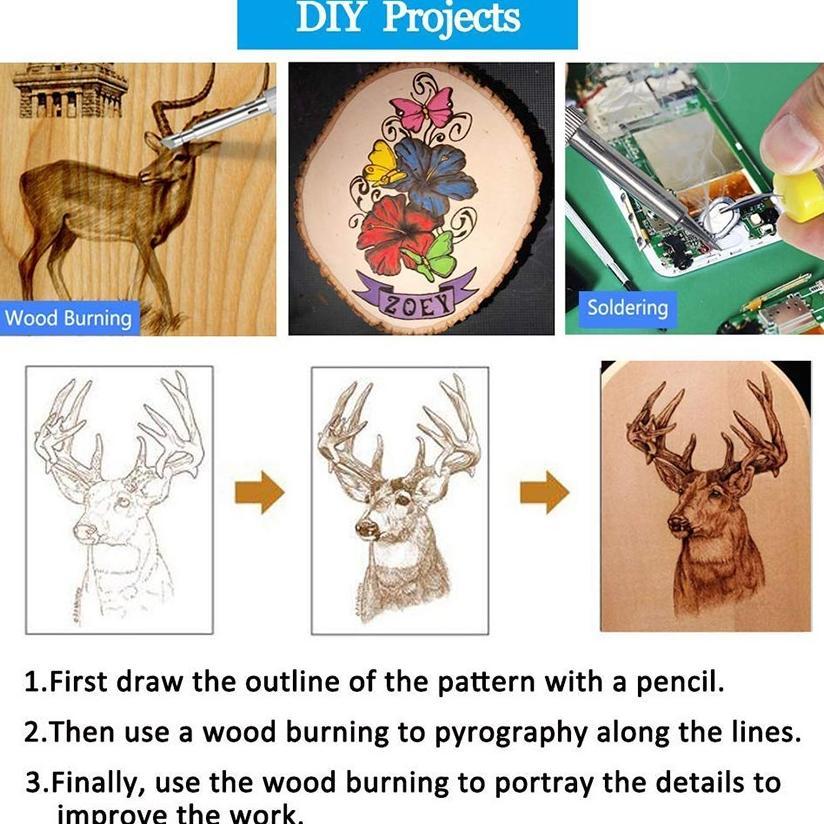 37 In 1 Solder Alat Lukis Bakar Wood Burning Pen Pyrography Set - Alat Gambar - Alat Lukis