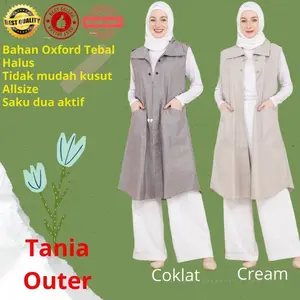 OUTER ROMPI VEST PANJANG ATASAN WANITA MUSLIMAH BAHAN OXFORD TEBAL HALUS TANIA