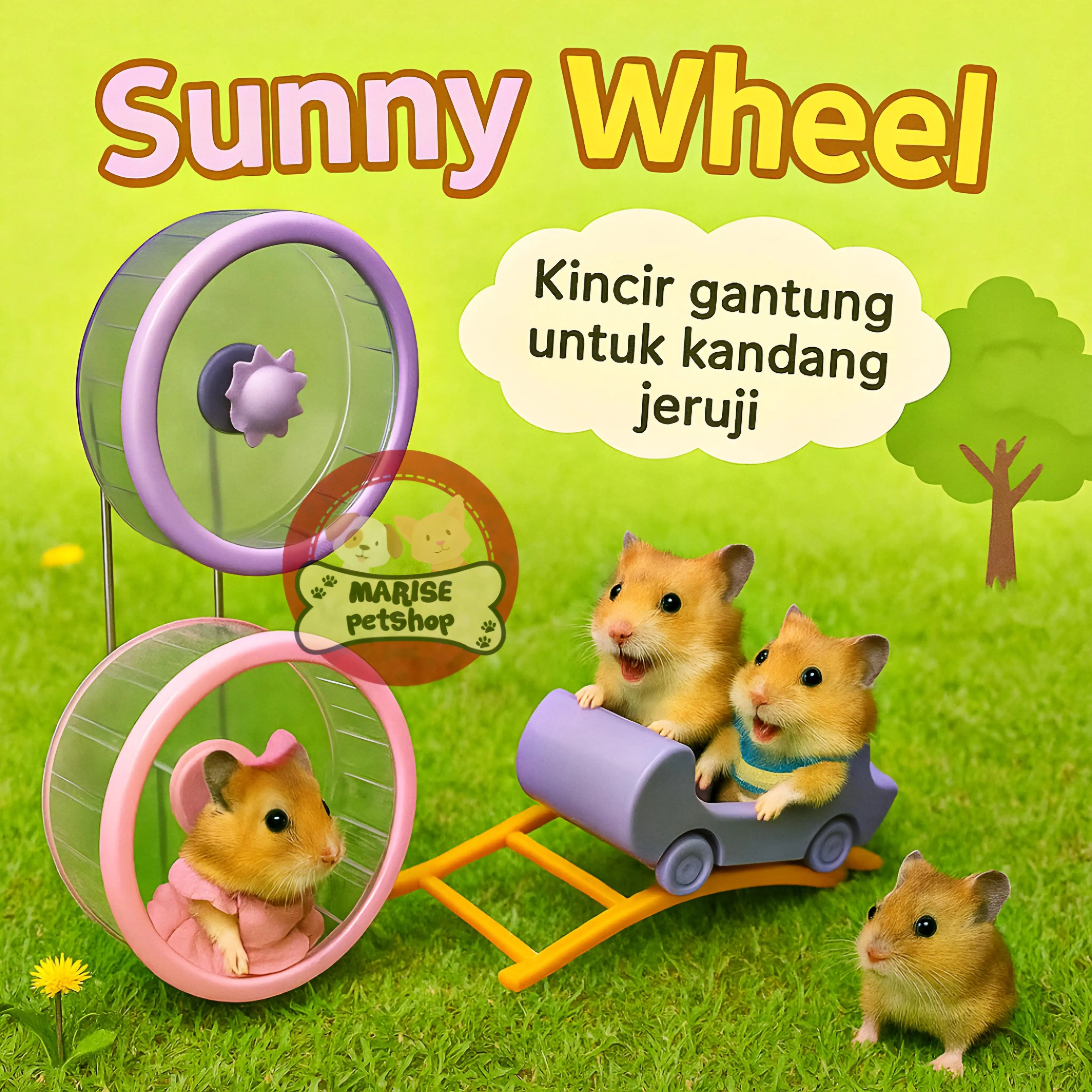 Kincir Gantung Hamster untuk Kandang Jeruji – Kincir Hamster Warna Pastel Menarik