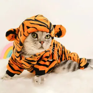 Pakaian Kucing Model Harimau Costum Lucu Anjing Baju Hewan Tiger Jumpsuit