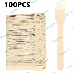 Garpu Kayu 15.5cm ( Wooden Fork ) 100pcs Termurah