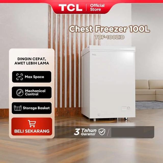 Gambar TCL Chest Freezer Kapasitas 100 Liter Super Freezing - Storage Basket Besar - Pembuangan Limbah Air - Lampu LED - Child Lock TCF100ZID TCF-100ZID dari Semeru Elektronik Solo Kota Surakarta Tokopedia