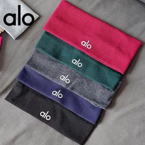New Headband aL0 bando kain lebar salur yoga pilates tennis running padel Terlaris