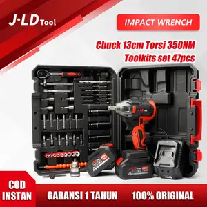 Jld Impact Full Set Murah 47Pcs Impact Jld Tool 88V Original 350Nm Bor Impact Pembuka Baut 1/2“ 13Mm