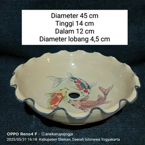 wastafel cuci tangan keramik lukis