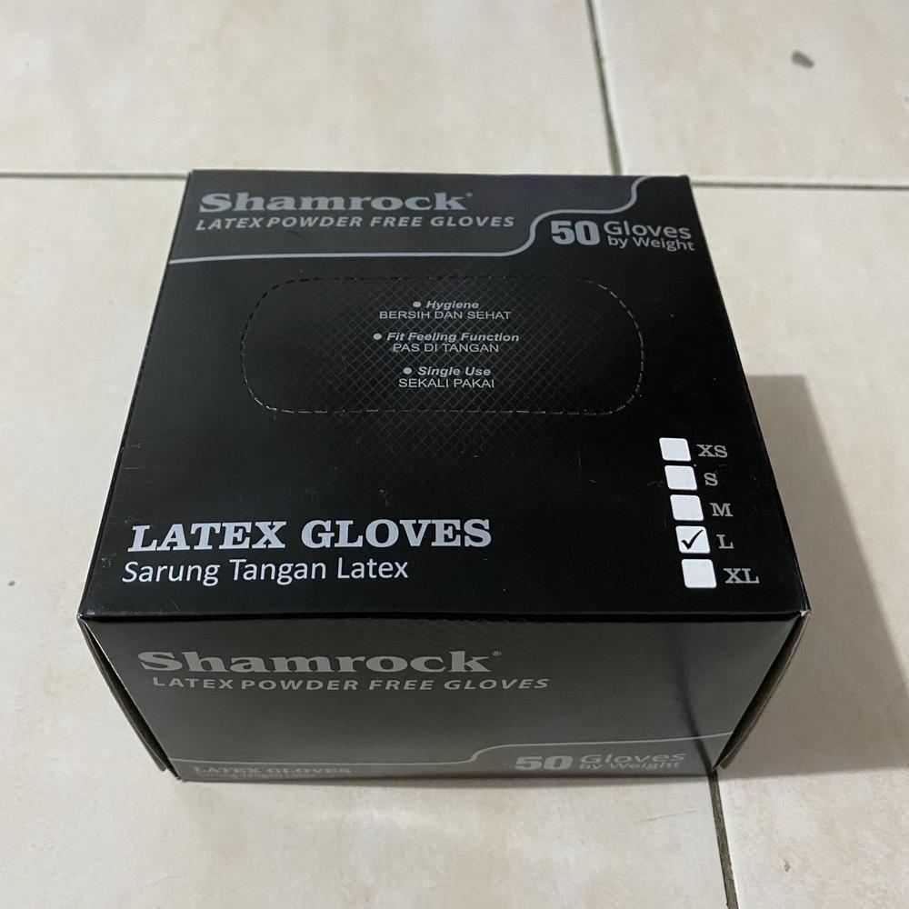 Sarung tangan latex / karet isi 50pcs warna HITAM merek shamrock - XS