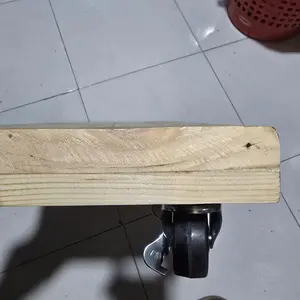 troly papan kayu dengan roda / alas papan kayu dengan roda 2inch