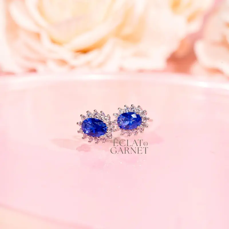 Éclat & Garnet - S925 DIANA SAPPHIRE SERIES NECKLACE EARRINGS anting 3
