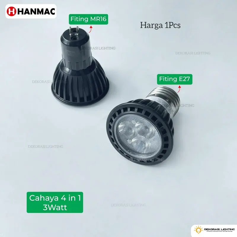 H3Q LAMPU HALOGEN LED 3W SOROT SPOTLIGHT WARM WHITE E27 MR16 G4 SPOT 3