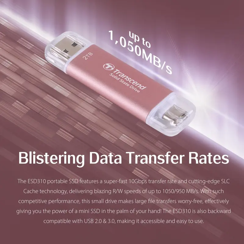 Transcend ESD310 External SSD USB 3.2 Gen 2x1 (USB 10Gbps) [C-Black / S-Silver / P-Pink] 2