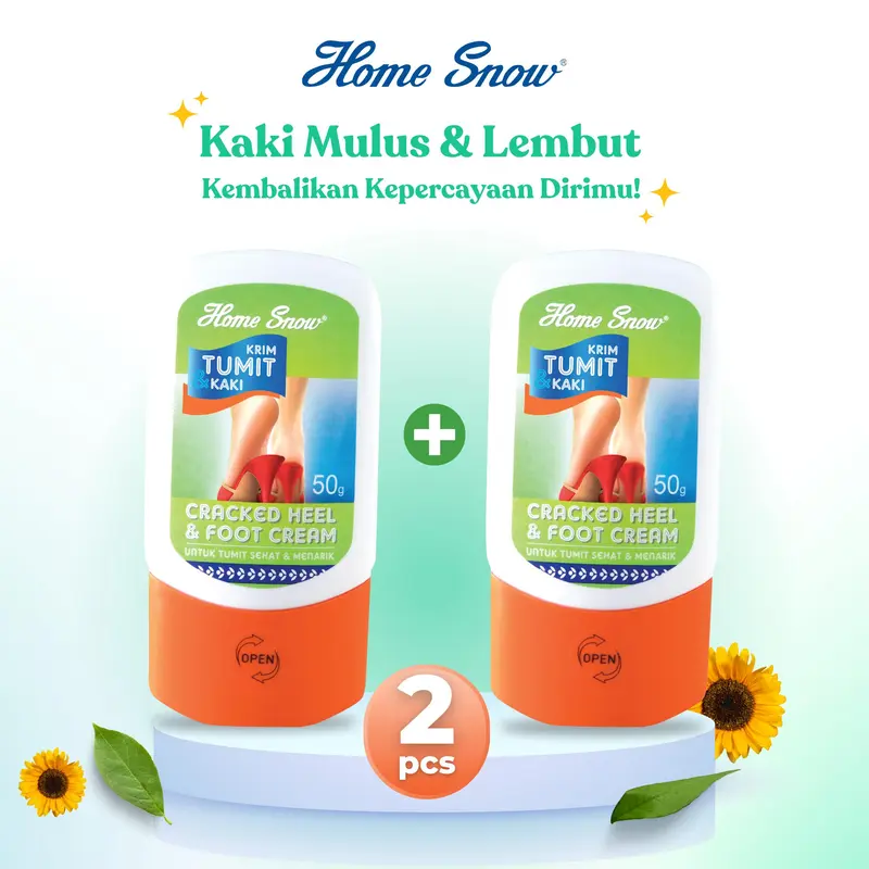 2 Pcs  Home Snow Krim Tumit Kaki 50g-Pelembut & krim tumit pecah-pecah Kapalan Kering 4