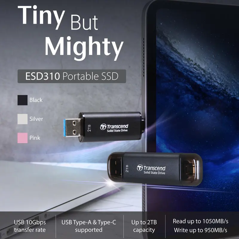 Transcend ESD310 External SSD USB 3.2 Gen 2x1 (USB 10Gbps) [C-Black / S-Silver / P-Pink] 1