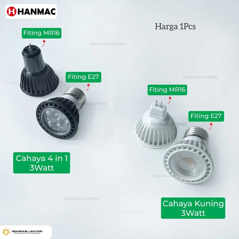 H3Q LAMPU HALOGEN LED 3W SOROT SPOTLIGHT WARM WHITE E27 MR16 G4 SPOT 0