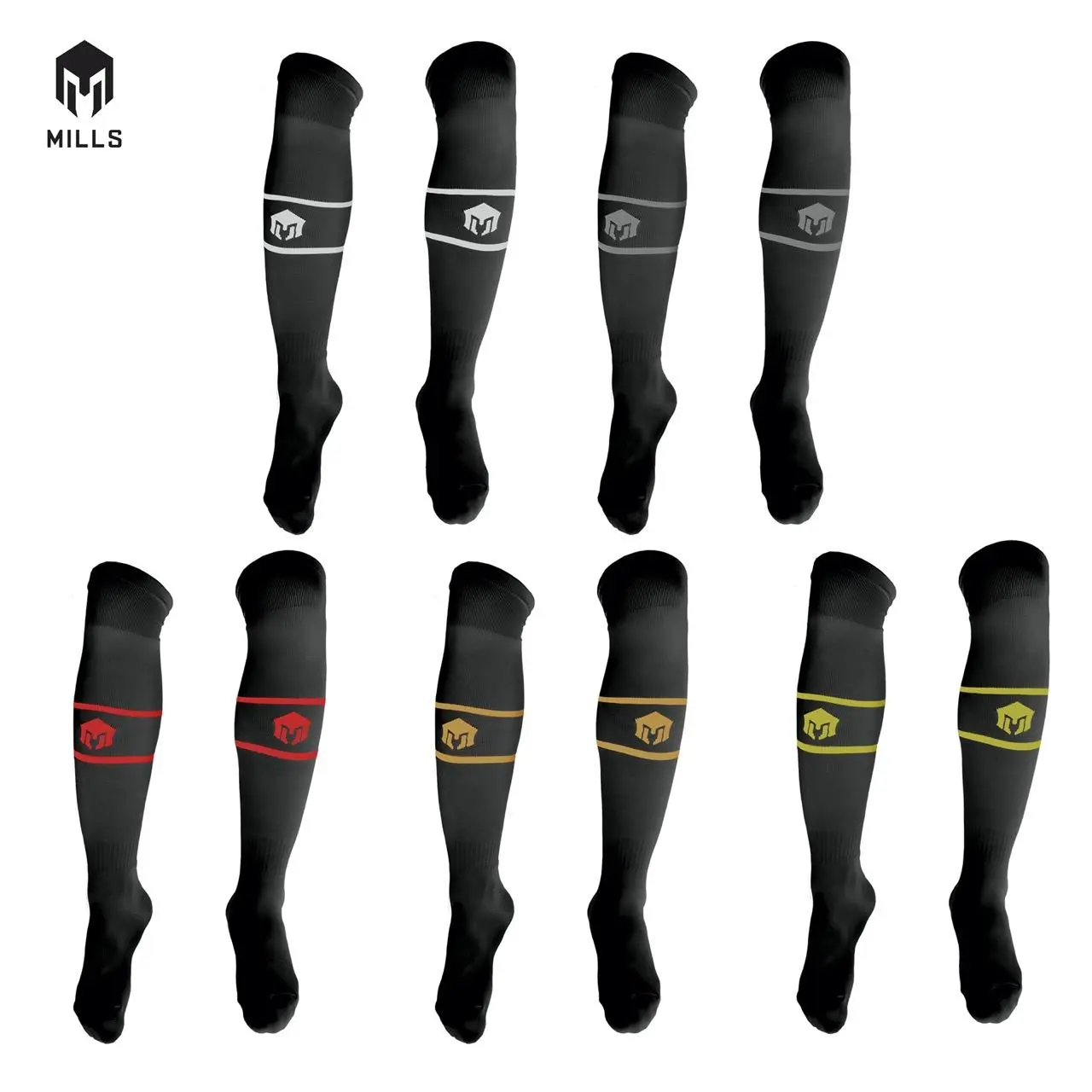 MILLS Kaos Kaki Olahraga Sepakbola Futsal Soccer Socks A1 1007 BLACK EDITIONS