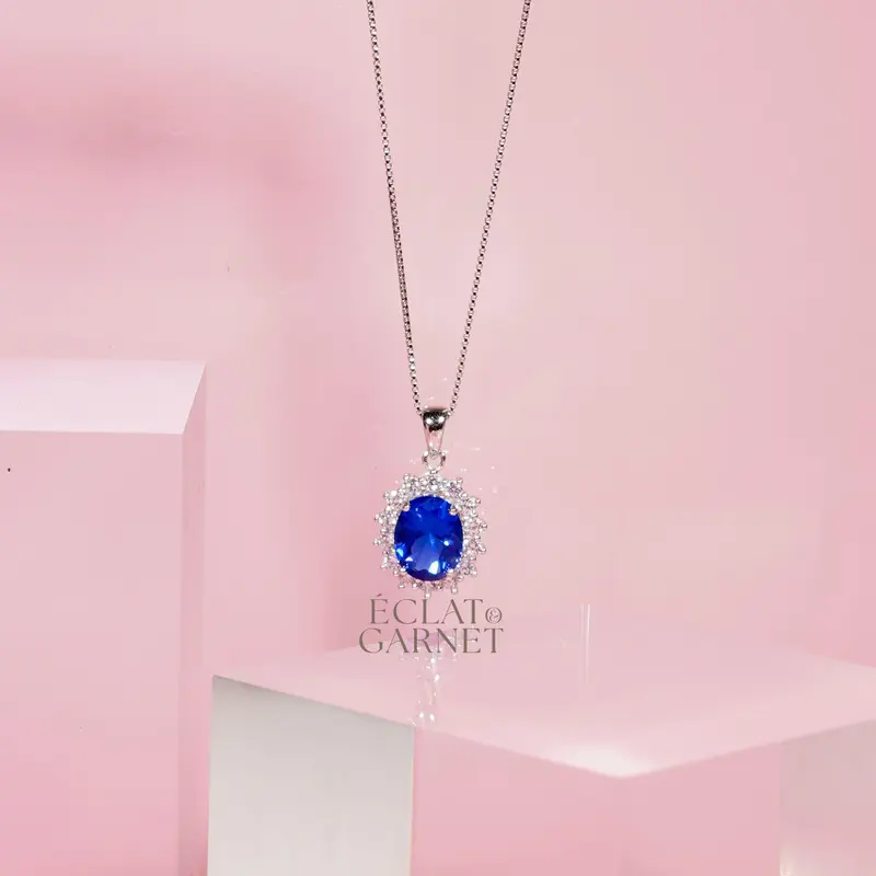 Éclat & Garnet - S925 DIANA SAPPHIRE SERIES NECKLACE EARRINGS anting 1