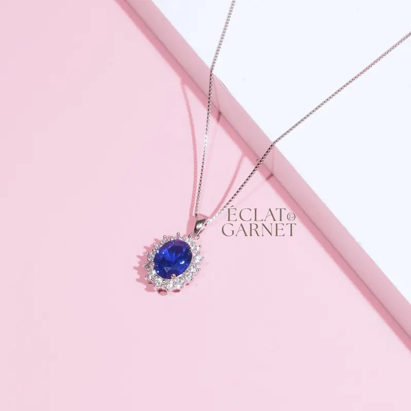 Éclat & Garnet - S925 DIANA SAPPHIRE SERIES NECKLACE EARRINGS anting 2