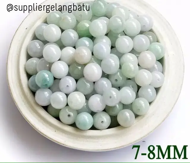 Bahan batu natural giok green jade 8mm dan 10mm akik cina bongkah