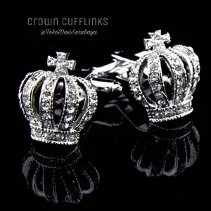 Cufflinks manset kancing kemeja enamel french cuff crown mahkota ready