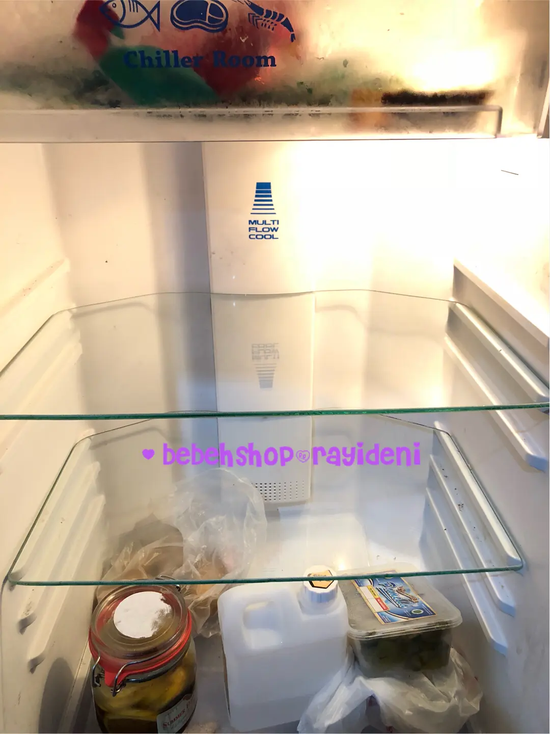rak kulkas kaca tebal aqua 2 pintu AQRD260S