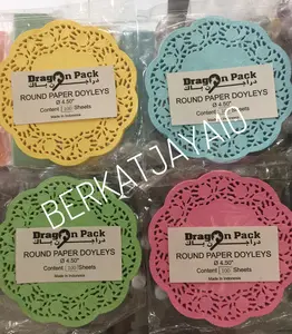Paper Doilies 4.5" Warna Alas Renda Kertas Doyleys hias toples kue